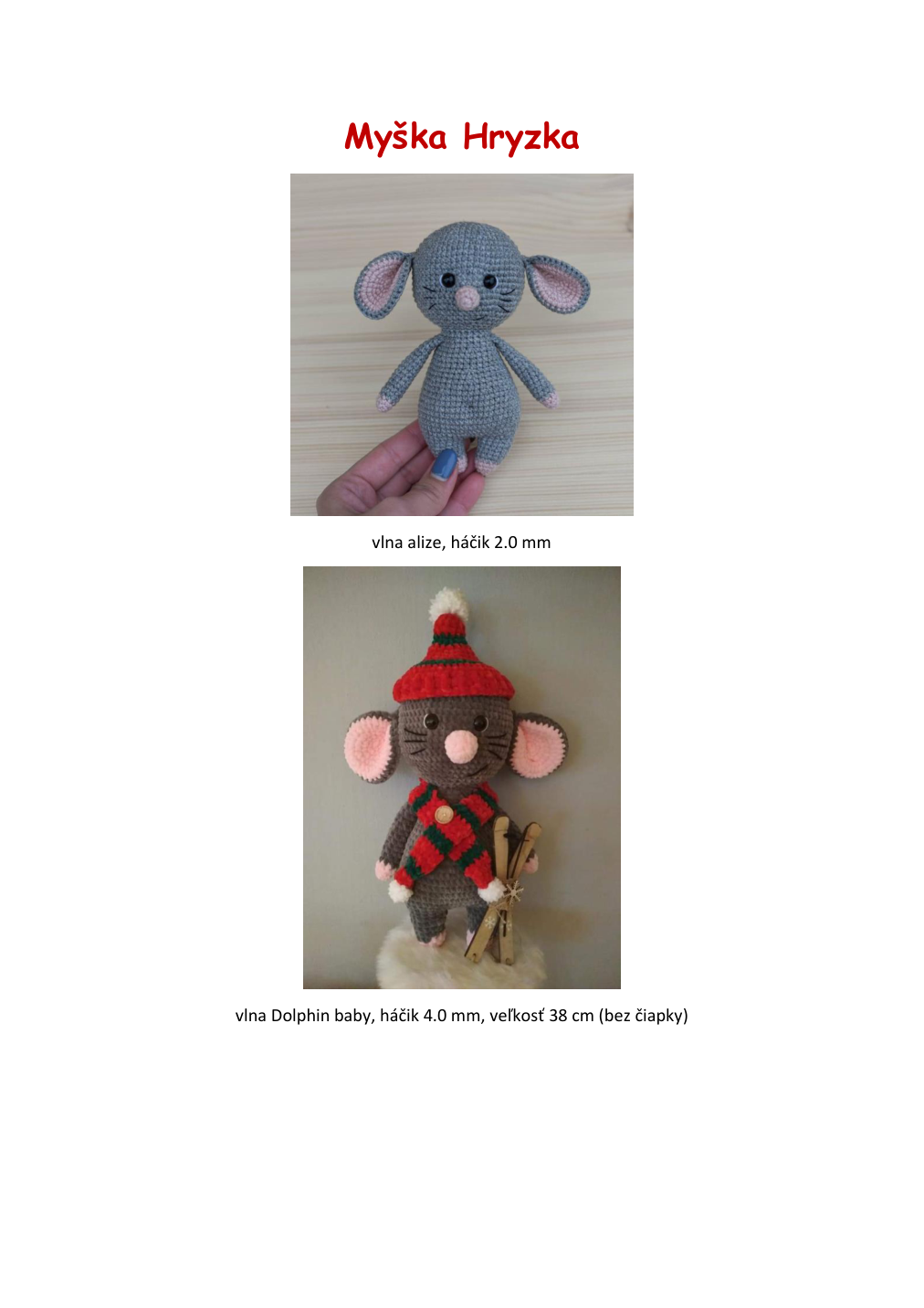 Strana 1 z návodu Myška amigurumi