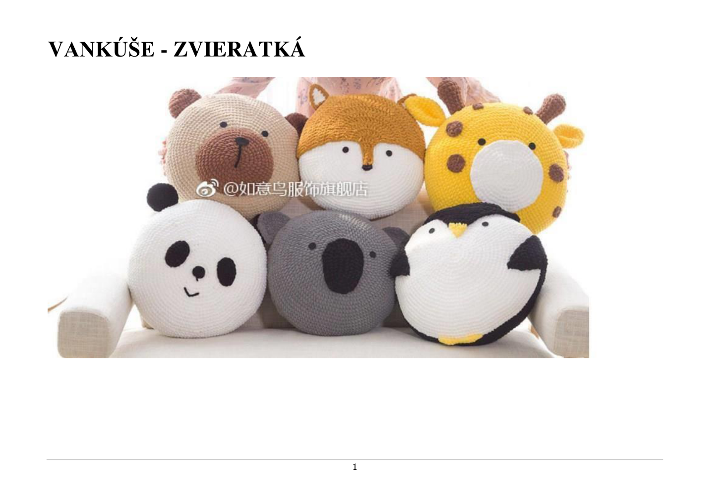 Strana 1 z návodu Vankuse 1 Maco Liska Zirafa Panda Tucniak Koala Iva SK